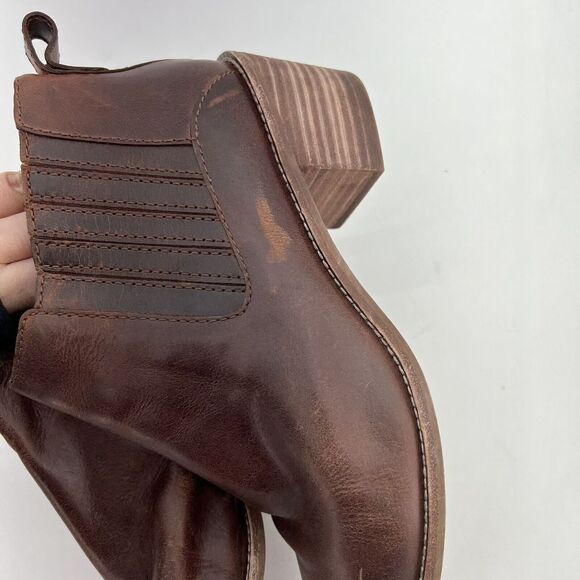 Madewell Brown Leather Pointed Toe Western Style Bonham Chelsea Booties Size 9.5 - Picture 10 of 10